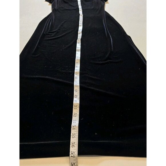 JSC Black Velvet Gown Size 2 Vintage 1990s Formal Side Slit Short Sleeve Classic - Picture 8 of 10